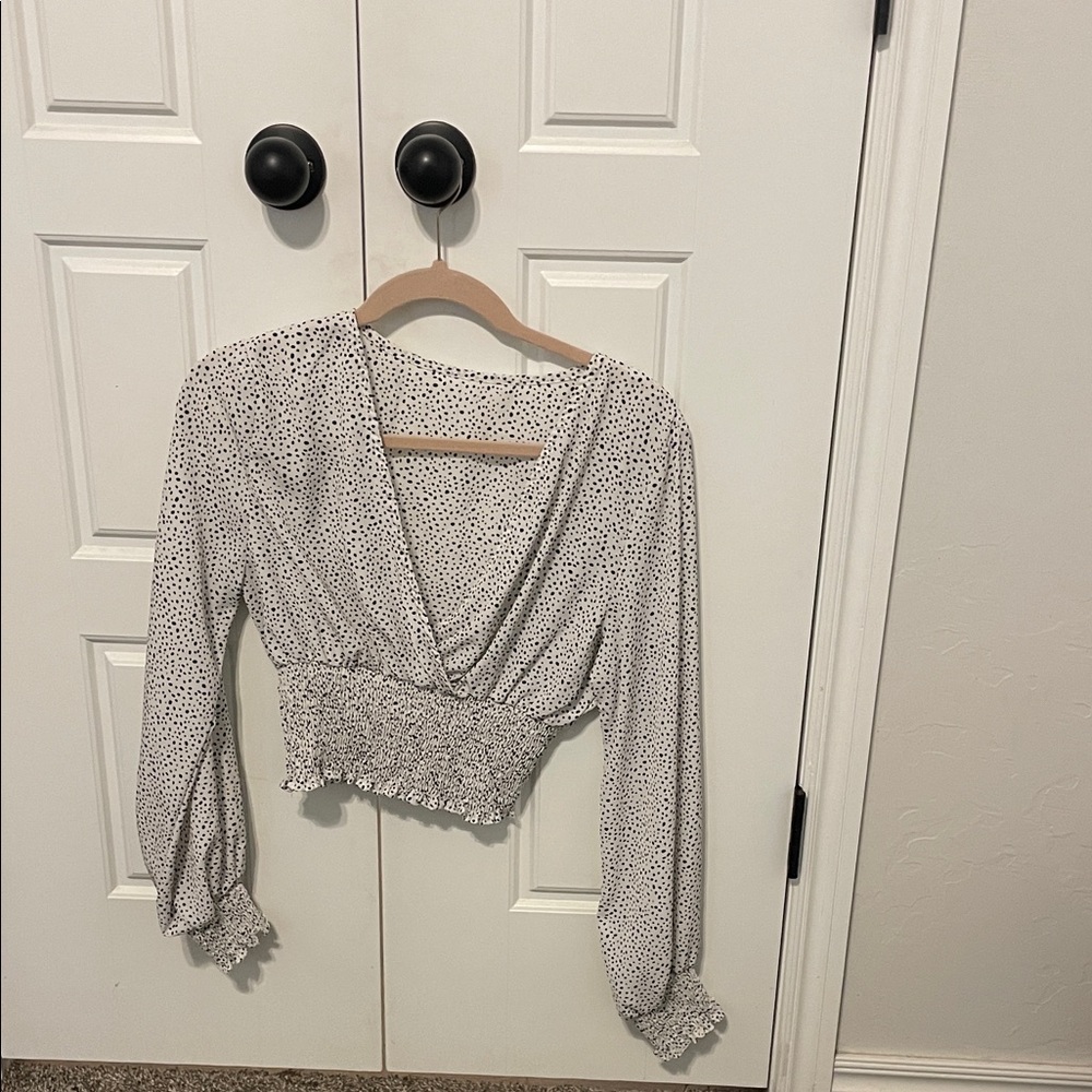 Elegant White Polka Dot Women's Top